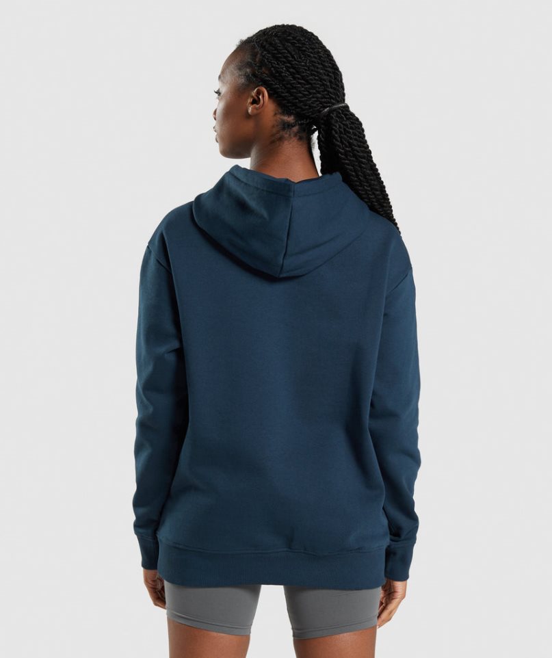 Sudadera Con Capucha Gymshark Apollo Oversized Mujer Azul Marino | ES3208-MW