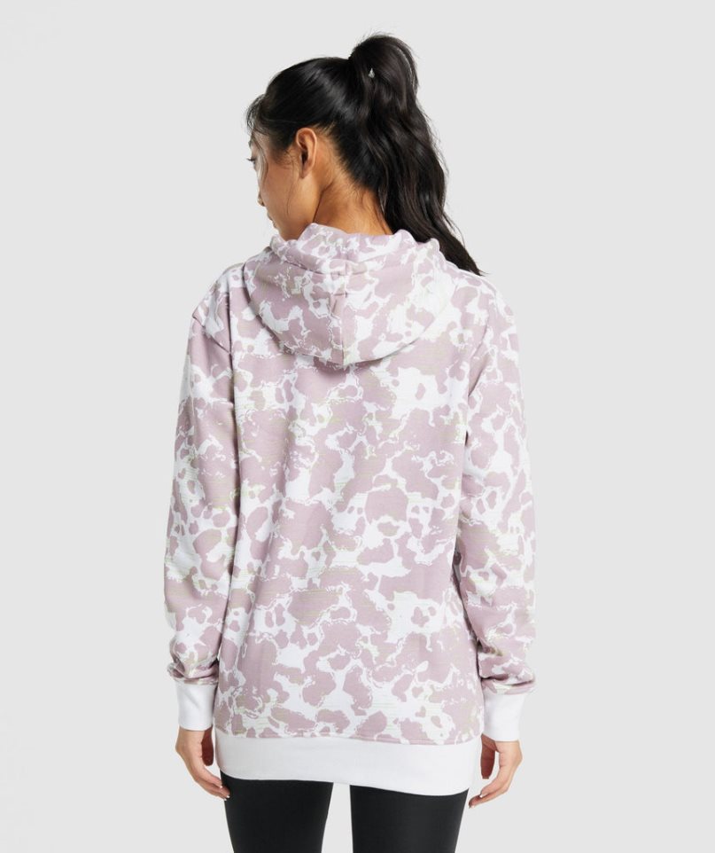 Sudadera Con Capucha Gymshark Camo Estampadas Oversized Mujer Moradas Claro | ES6075-CK