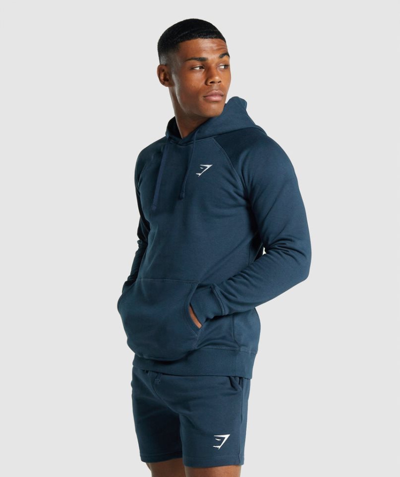 Sudadera Con Capucha Gymshark Crest Hombre Azul Marino | ES6037-SV