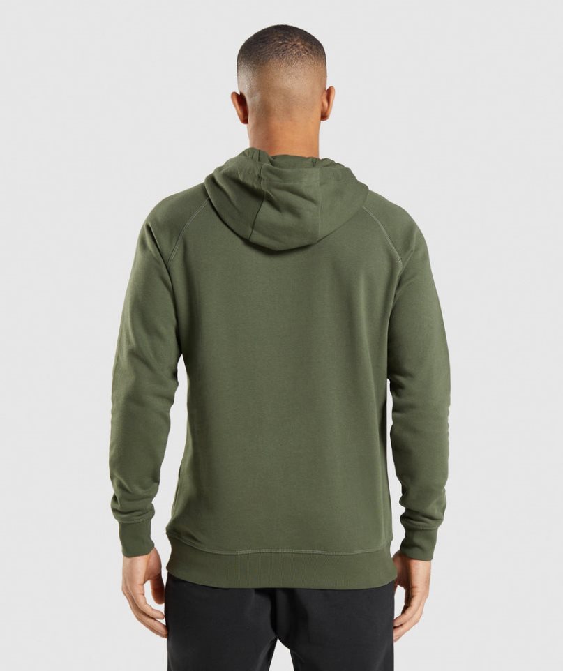 Sudadera Con Capucha Gymshark Crest Hombre Verde Oliva | ES8371-OA