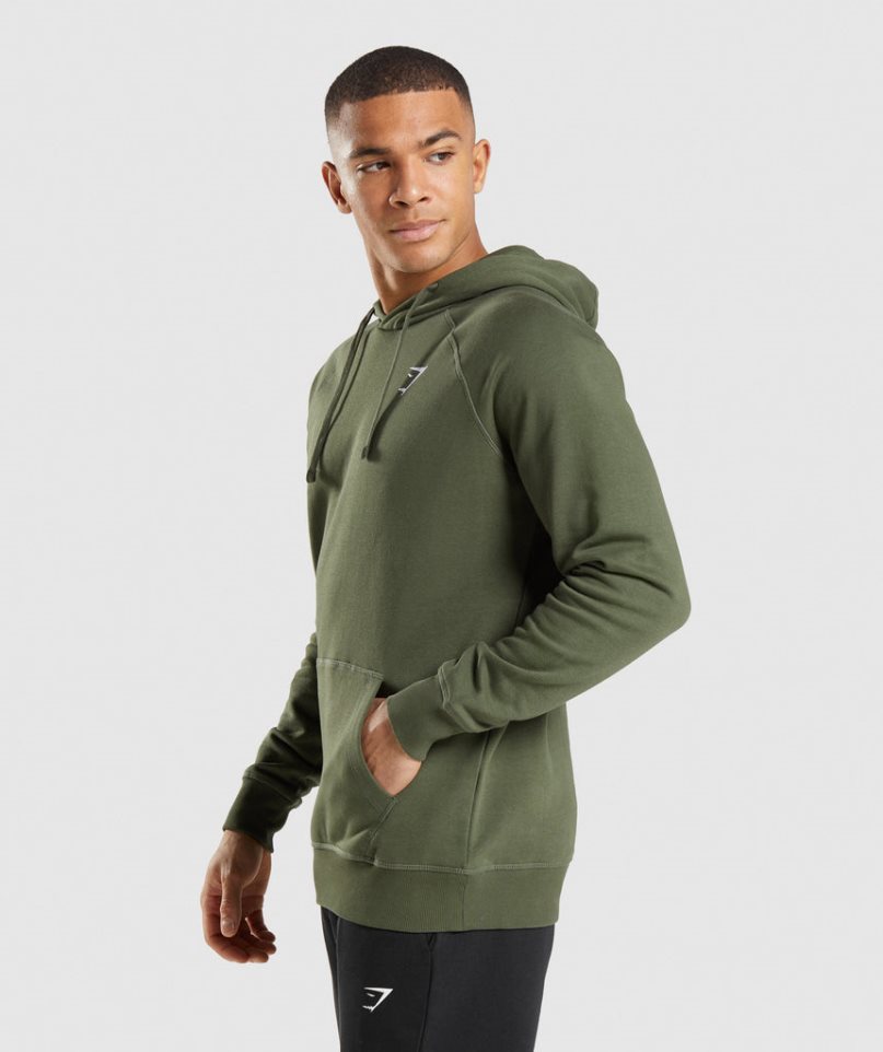 Sudadera Con Capucha Gymshark Crest Hombre Verde Oliva | ES8371-OA