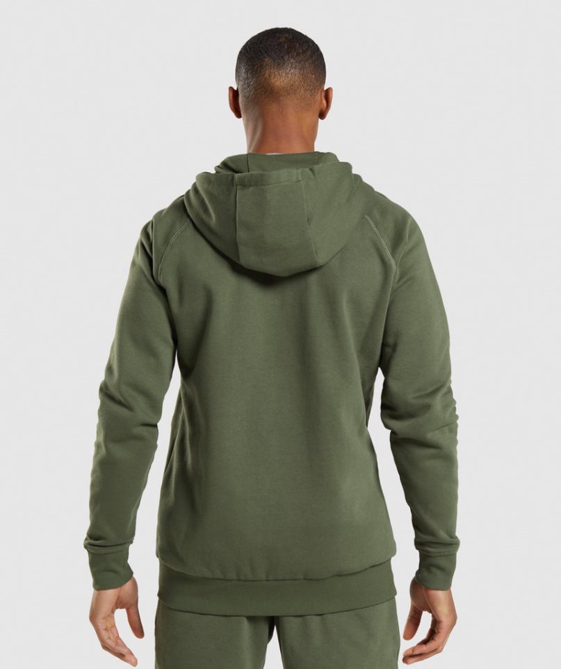 Sudadera Con Capucha Gymshark Crest Zip Up Hombre Verde Oliva | ES3021-AB