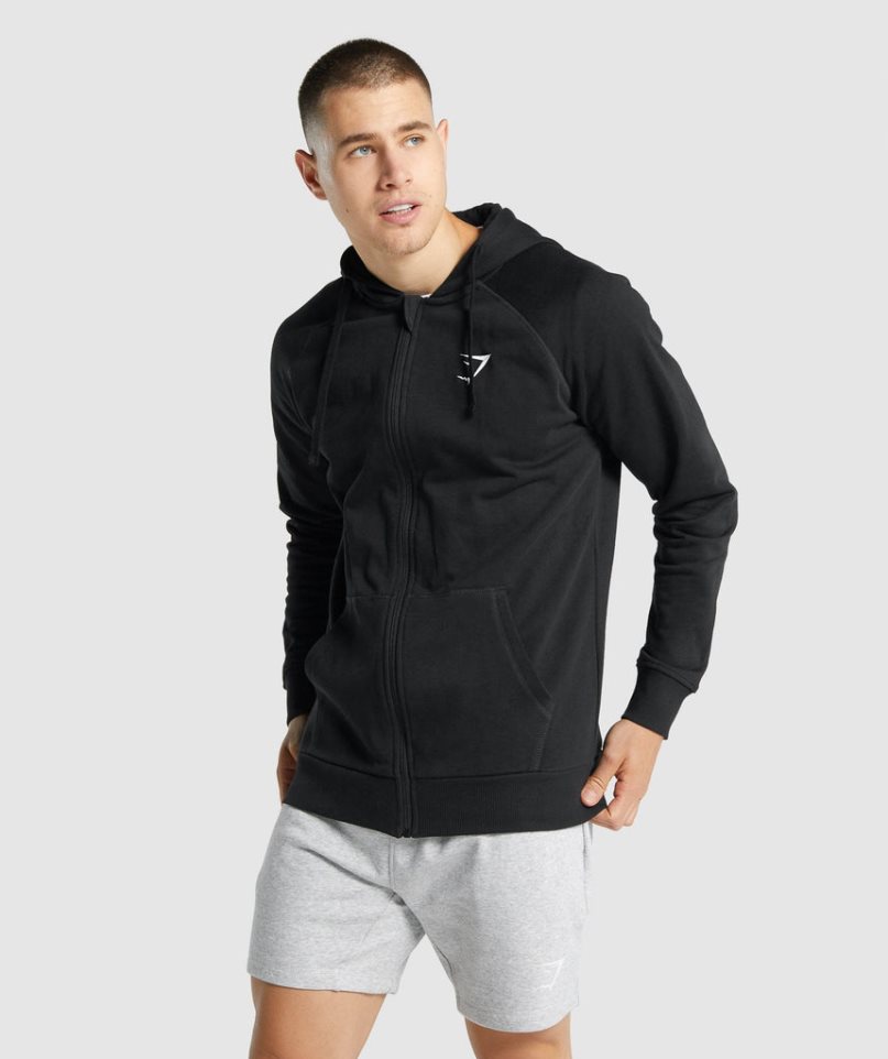 Sudadera Con Capucha Gymshark Crest Zip Up Hombre Negras | ES3516-HA