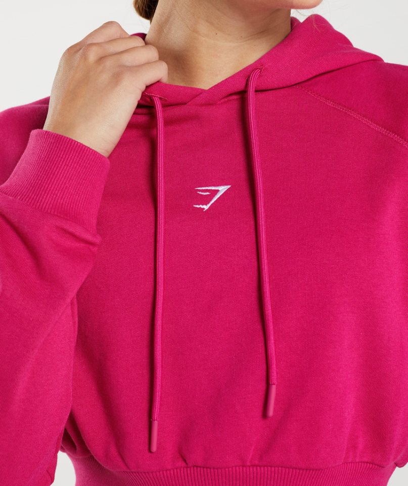 Sudadera Con Capucha Gymshark Entrenamiento Cropped Mujer Fucsia | ES0497-WR