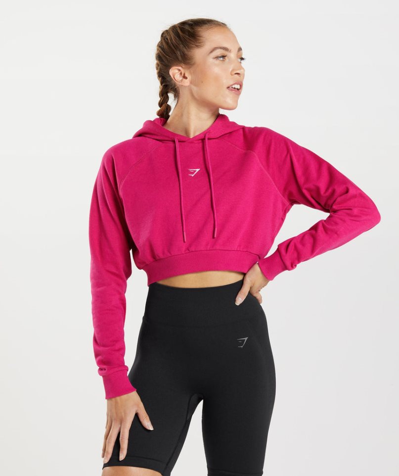 Sudadera Con Capucha Gymshark Entrenamiento Cropped Mujer Fucsia | ES0497-WR