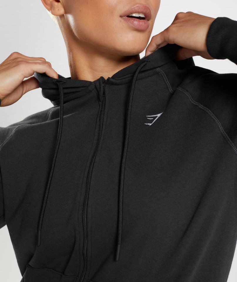 Sudadera Con Capucha Gymshark Entrenamiento Zip Mujer Negras | ES1240-CW