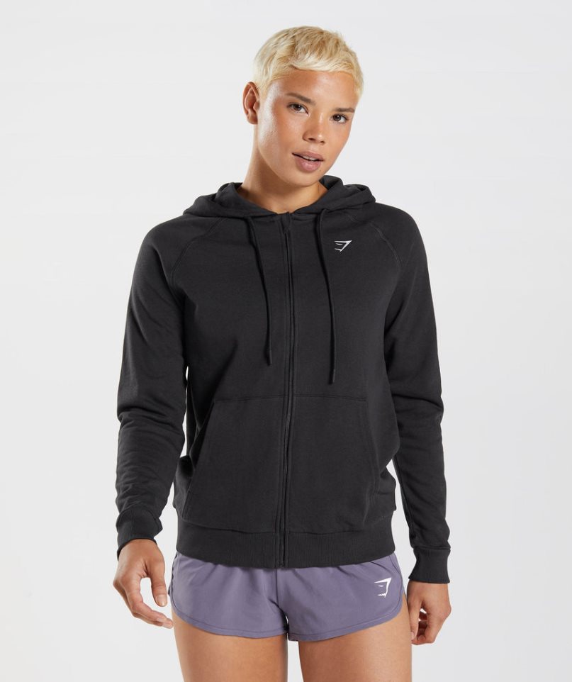 Sudadera Con Capucha Gymshark Entrenamiento Zip Mujer Negras | ES1240-CW