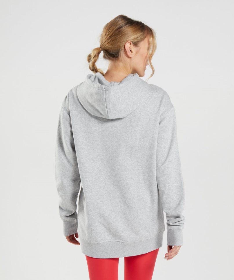 Sudadera Con Capucha Gymshark Entrenamiento Oversized Mujer Gris Claro | ES1487-SY