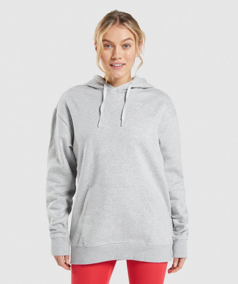 Sudadera Con Capucha Gymshark Entrenamiento Oversized Mujer Gris Claro | ES1487-SY