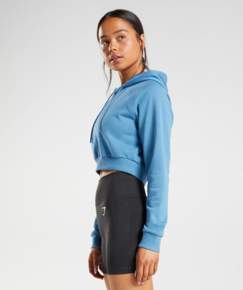 Sudadera Con Capucha Gymshark Entrenamiento Cropped Mujer Azules | ES3296-MV