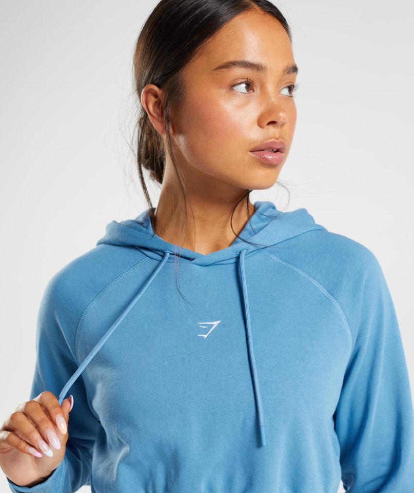 Sudadera Con Capucha Gymshark Entrenamiento Cropped Mujer Azules | ES3296-MV