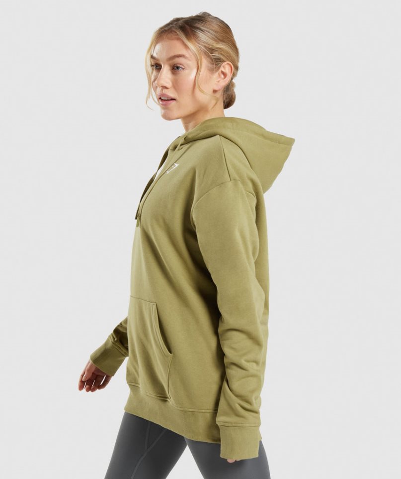 Sudadera Con Capucha Gymshark Entrenamiento Oversized Mujer Verde Oliva | ES3642-HT