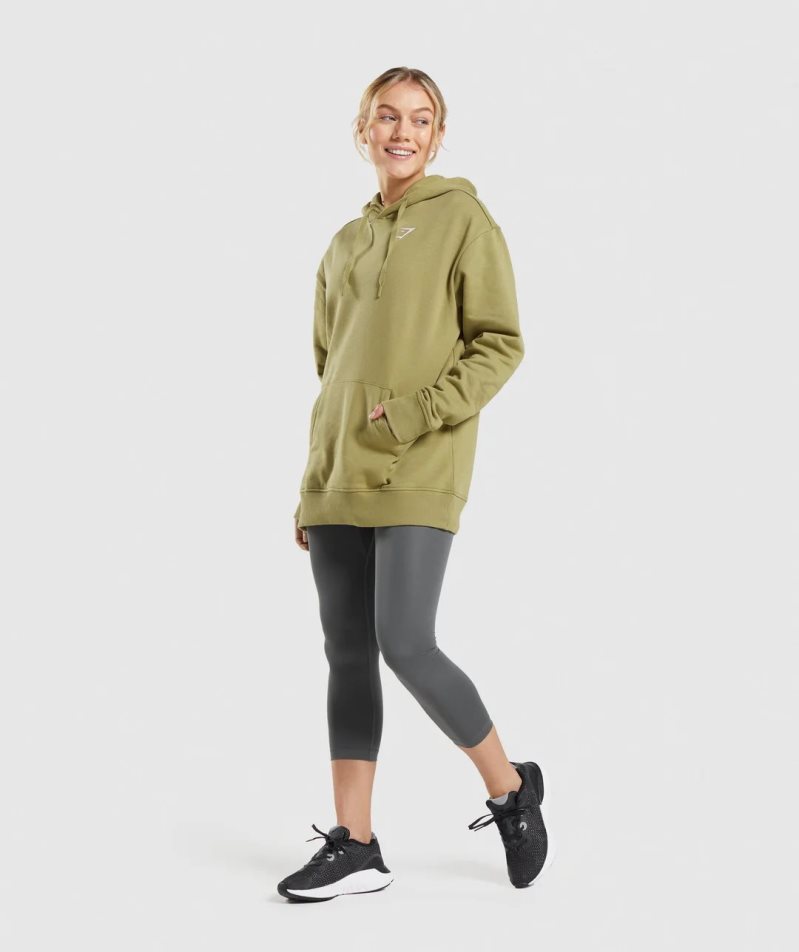 Sudadera Con Capucha Gymshark Entrenamiento Oversized Mujer Verde Oliva | ES3642-HT