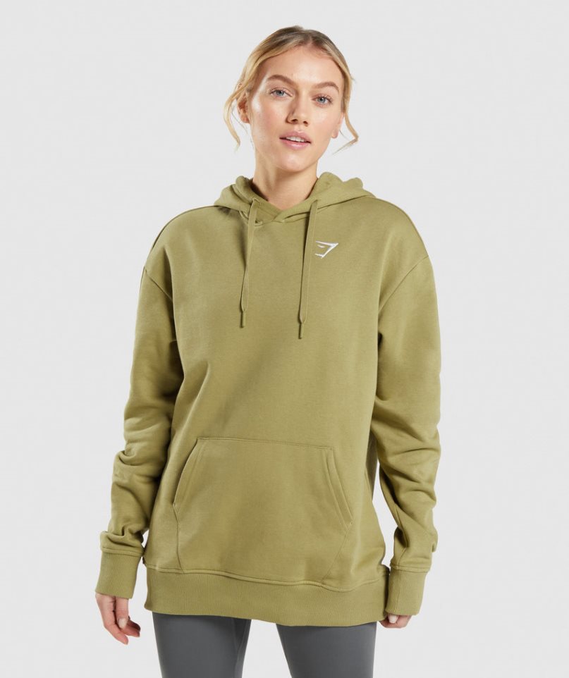 Sudadera Con Capucha Gymshark Entrenamiento Oversized Mujer Verde Oliva | ES3642-HT