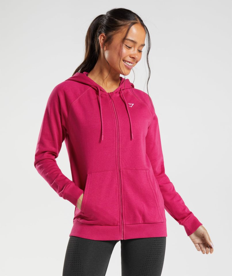 Sudadera Con Capucha Gymshark Entrenamiento Zip Mujer Fucsia | ES3842-CQ