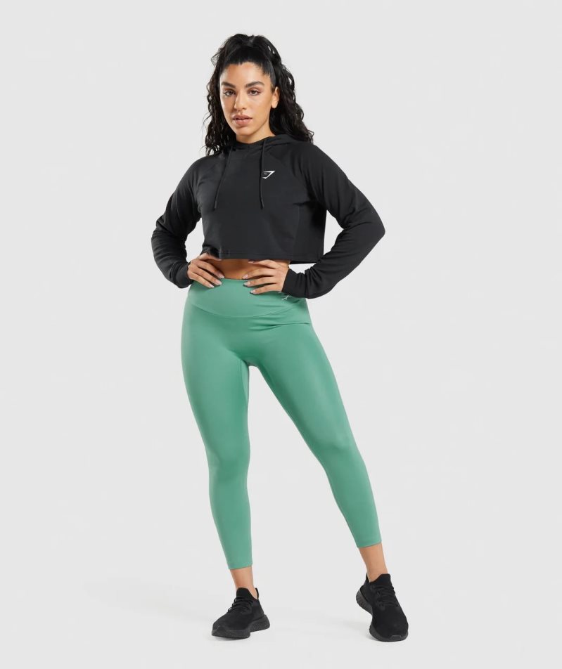 Sudadera Con Capucha Gymshark Entrenamiento Cropped Mujer Negras | ES4967-LD