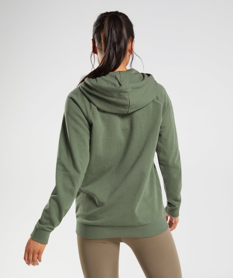 Sudadera Con Capucha Gymshark Entrenamiento Zip Mujer Verde Oliva | ES5823-UO