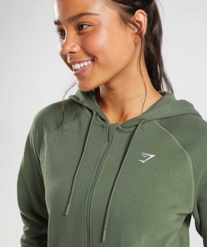 Sudadera Con Capucha Gymshark Entrenamiento Zip Mujer Verde Oliva | ES5823-UO