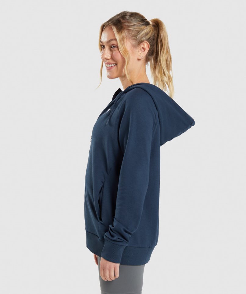 Sudadera Con Capucha Gymshark Entrenamiento Zip Mujer Azul Marino | ES5934-VU