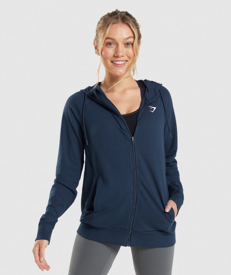 Sudadera Con Capucha Gymshark Entrenamiento Zip Mujer Azul Marino | ES5934-VU