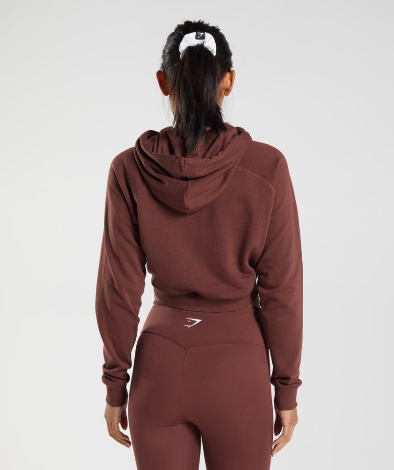 Sudadera Con Capucha Gymshark Entrenamiento Cropped Mujer Marrones Oscuro | ES6802-JG