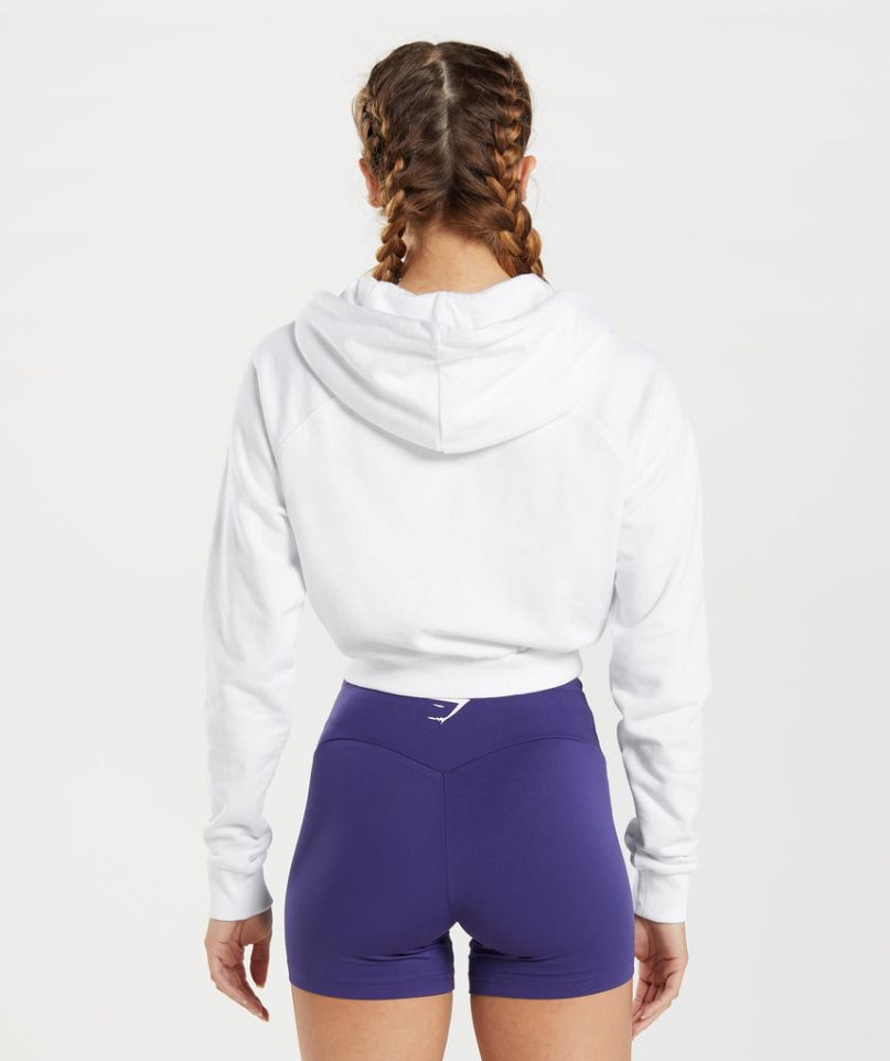 Sudadera Con Capucha Gymshark Entrenamiento Cropped Mujer Blancas | ES7098-WA