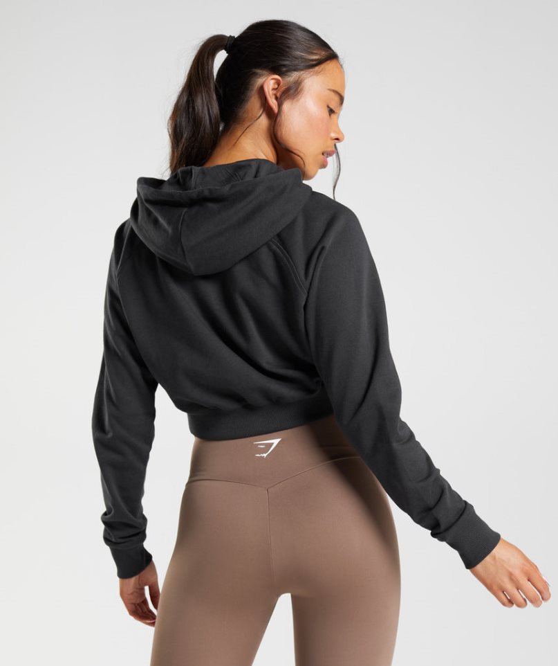 Sudadera Con Capucha Gymshark Entrenamiento Cropped Mujer Negras | ES8534-MD