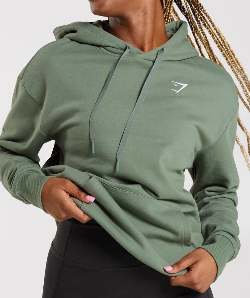 Sudadera Con Capucha Gymshark Entrenamiento Oversized Mujer Verde | ES9074-CG