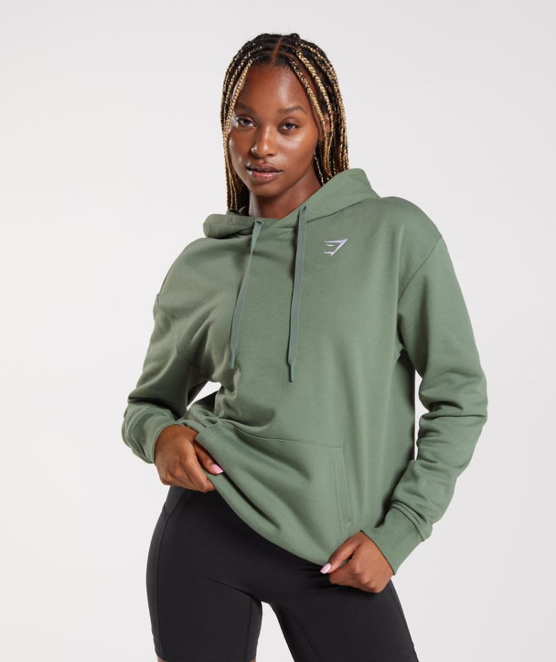 Sudadera Con Capucha Gymshark Entrenamiento Oversized Mujer Verde | ES9074-CG