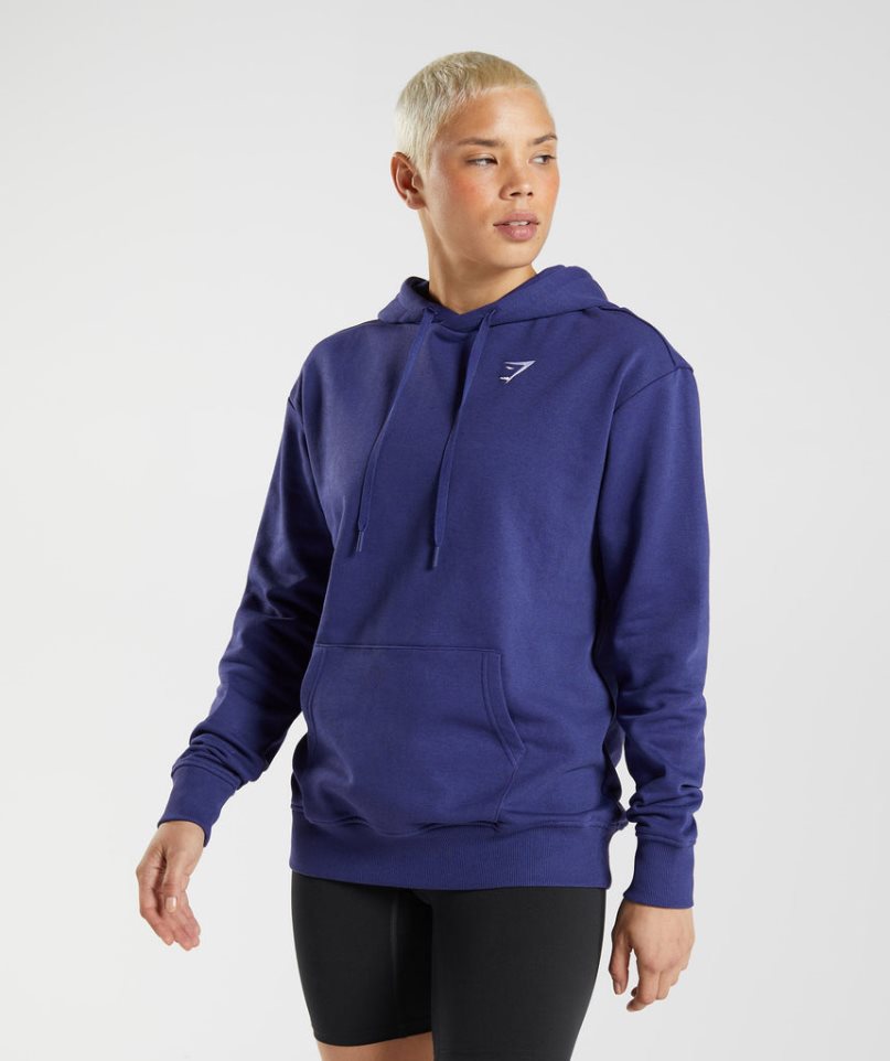 Sudadera Con Capucha Gymshark Entrenamiento Boyfriend Mujer Azul Marino | ES9123-FB