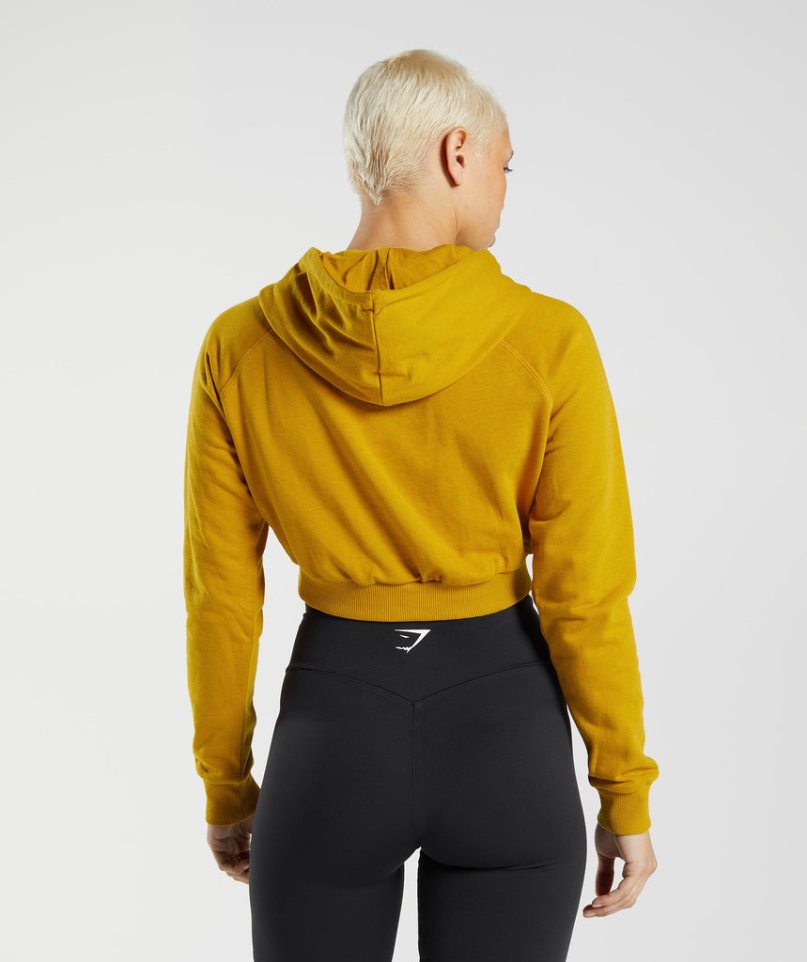 Sudadera Con Capucha Gymshark Entrenamiento Cropped Mujer Amarillo | ES9157-DR