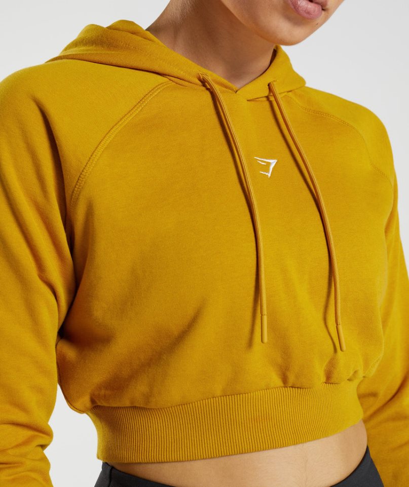 Sudadera Con Capucha Gymshark Entrenamiento Cropped Mujer Amarillo | ES9157-DR