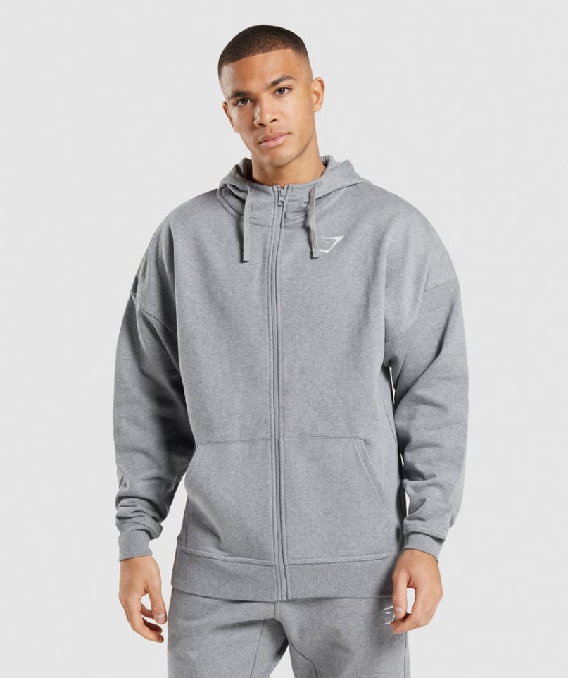 Sudadera Con Capucha Gymshark Essential Zip Up Hombre Gris | ES5731-AM