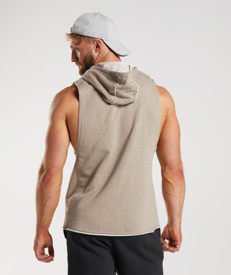 Sudadera Con Capucha Gymshark Legacy Drop Arm Hombre Beige | ES3826-NE