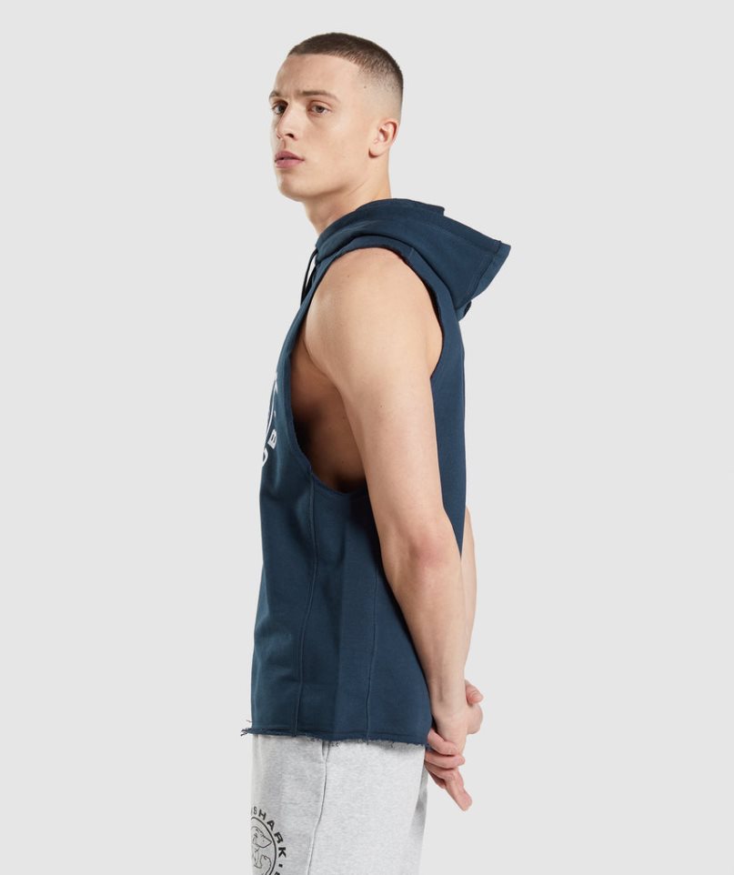 Sudadera Con Capucha Gymshark Legacy Drop Arm Hombre Azul Marino | ES7615-PE