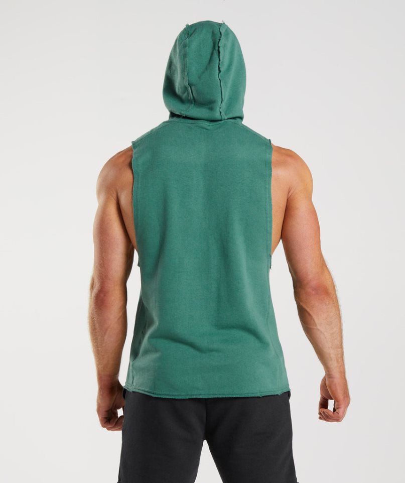 Sudadera Con Capucha Gymshark Legacy Drop Arm Hombre Verde | ES7684-TU