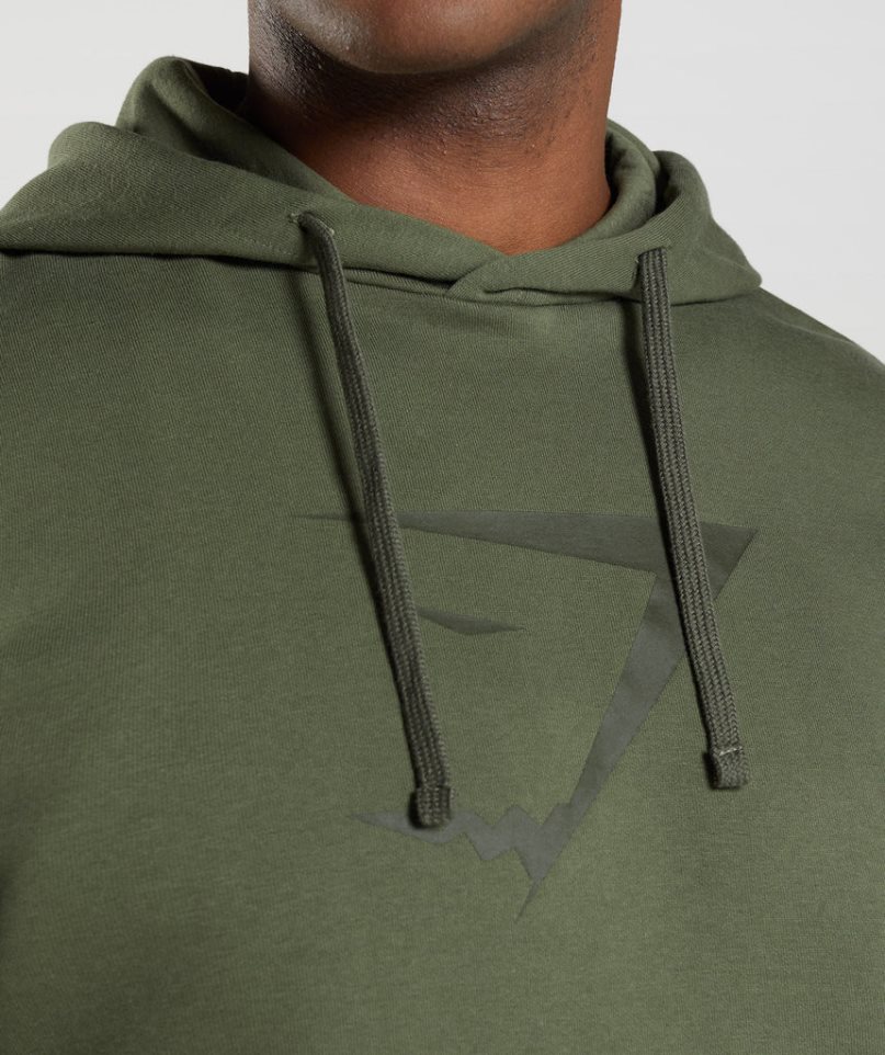 Sudadera Con Capucha Gymshark Sharkhead Infill Hombre Verde Oliva | ES4193-DI