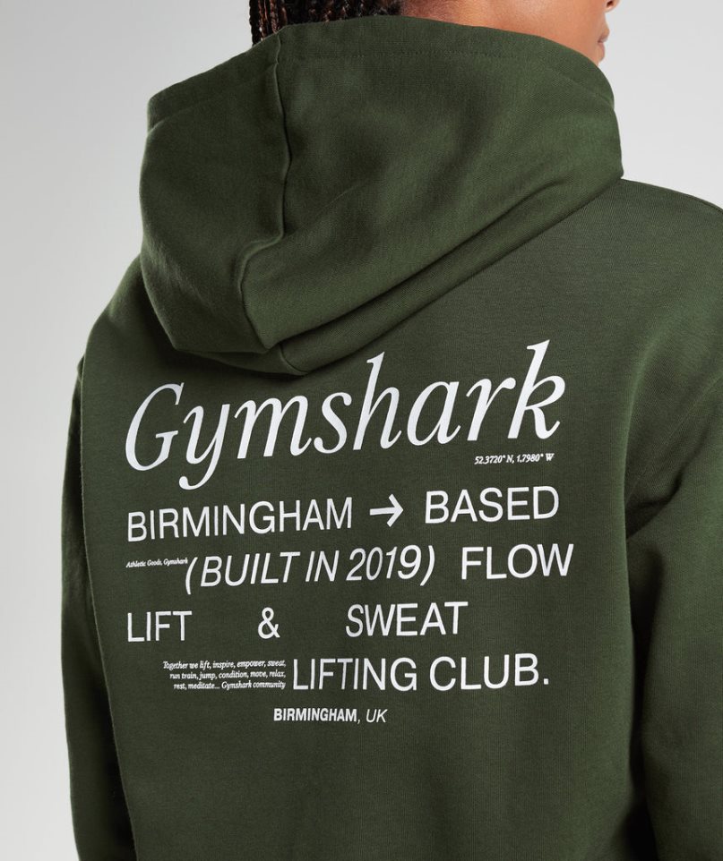 Sudadera Con Capucha Gymshark Social Club Oversized Mujer Verde Oliva | ES1520-GY