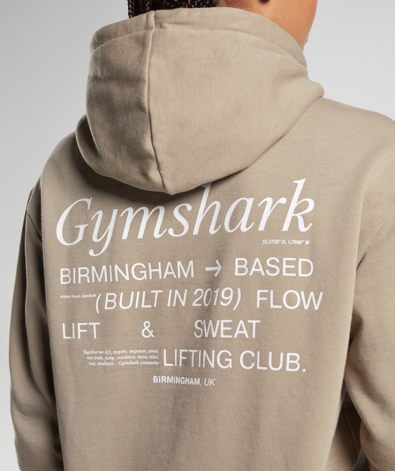 Sudadera Con Capucha Gymshark Social Club Oversized Mujer Kaki | ES4106-SC