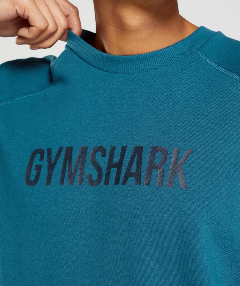 Sudaderas Gymshark Apollo Crew Hombre Turquesa | ES7081-ZH