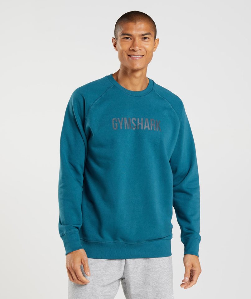 Sudaderas Gymshark Apollo Crew Hombre Turquesa | ES7081-ZH