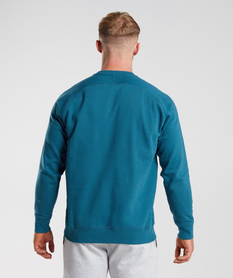 Sudaderas Gymshark Apollo Crew Hombre Turquesa | ES9825-KB