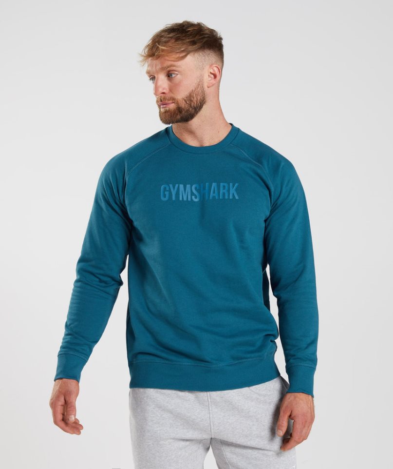 Sudaderas Gymshark Apollo Crew Hombre Turquesa | ES9825-KB