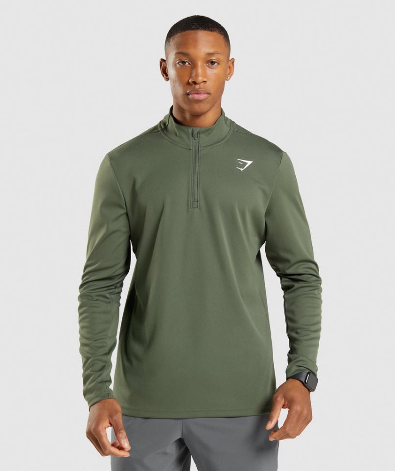 Sudaderas Gymshark Arrival 1/4 Zip Hombre Verde Oliva | ES7520-SZ