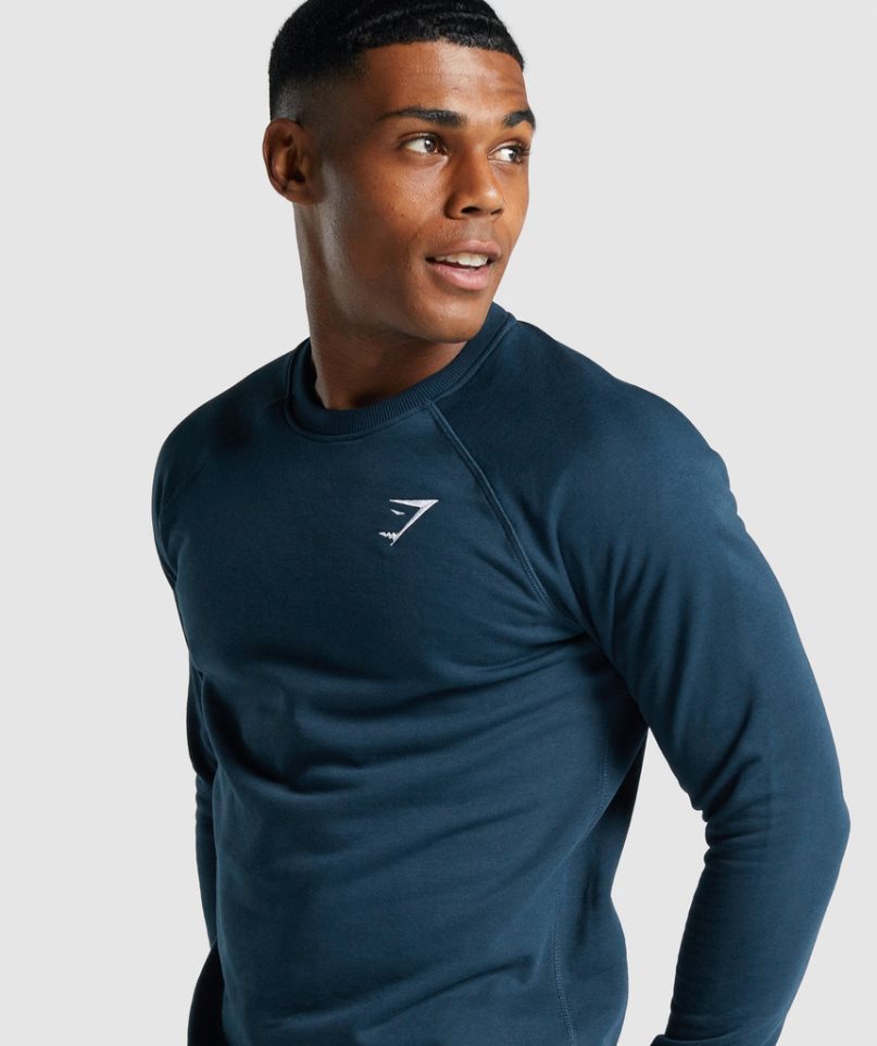 Sudaderas Gymshark Crest Hombre Azul Marino | ES6432-OU