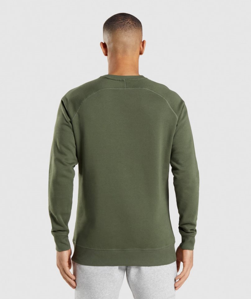 Sudaderas Gymshark Crest Hombre Verde Oliva | ES9063-OM