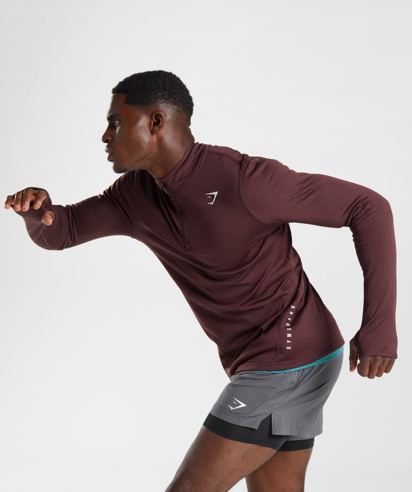 Sudaderas Gymshark Deporte 1/4 Zip Hombre Burdeos | ES4197-IM