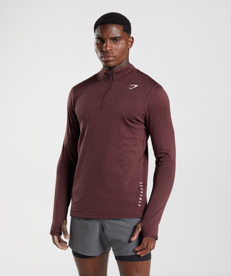 Sudaderas Gymshark Deporte 1/4 Zip Hombre Burdeos | ES4197-IM