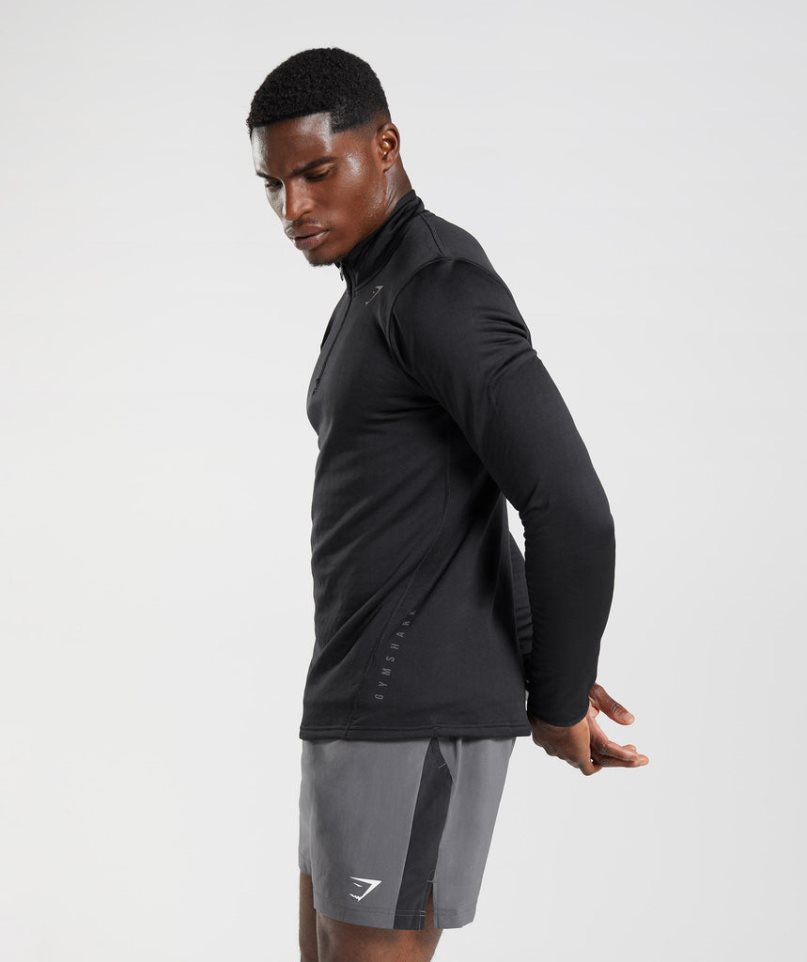 Sudaderas Gymshark Deporte 1/4 Zip Hombre Negras | ES9271-CU