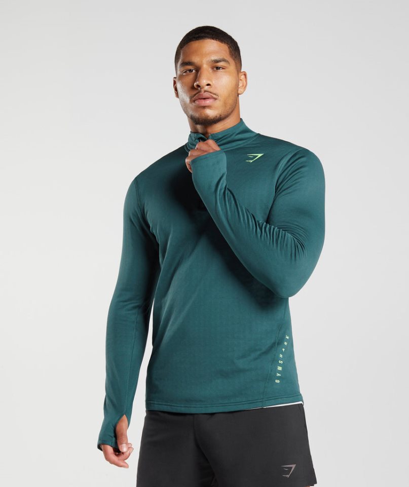 Sudaderas Gymshark Deporte 1/4 Zip Hombre Turquesa | ES9563-MD